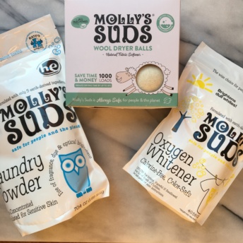 Gluten-free laundry powder and dryer balls from Molly's Suds